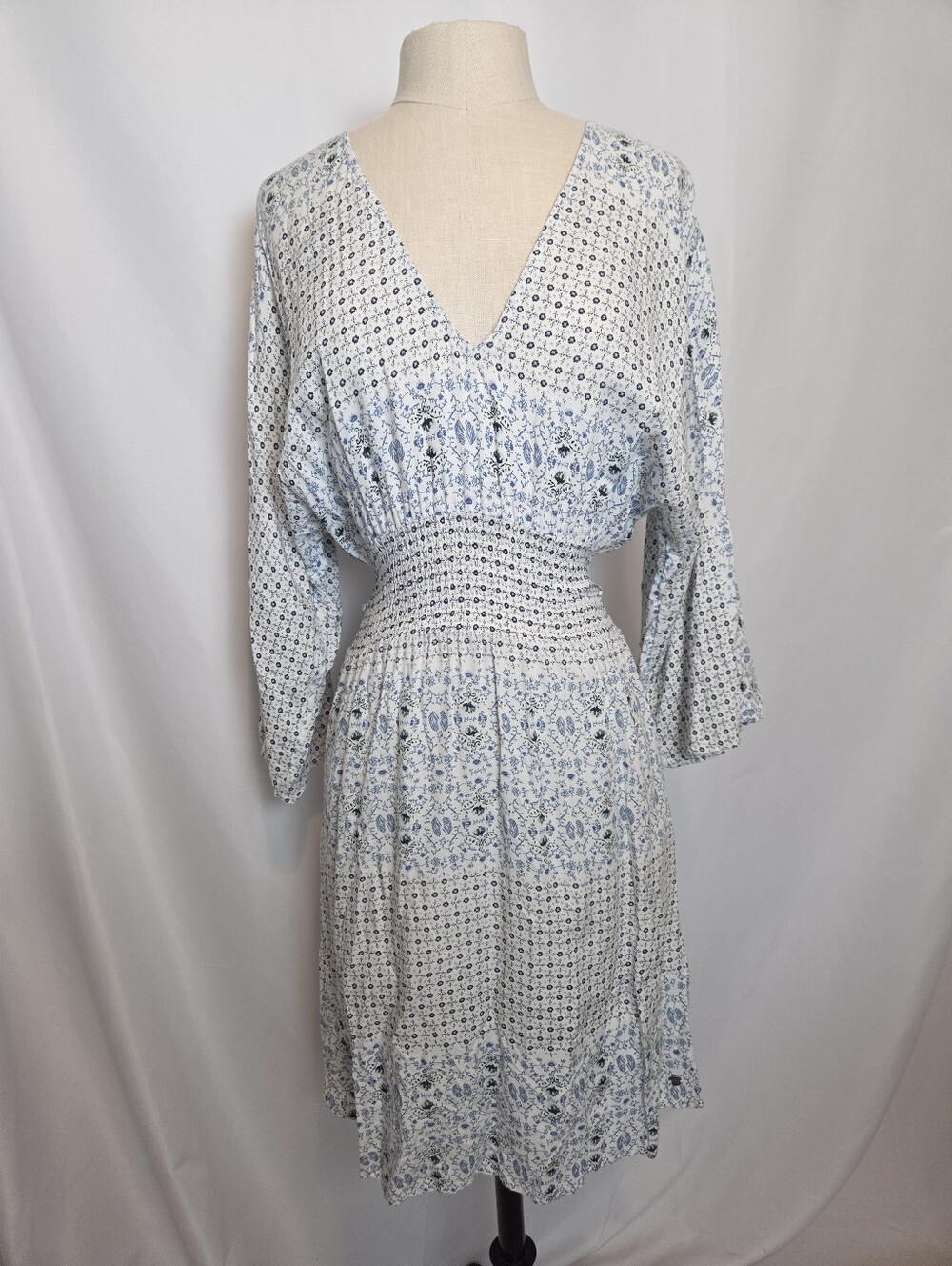 ROXY Blue & White Boho Floral Dress